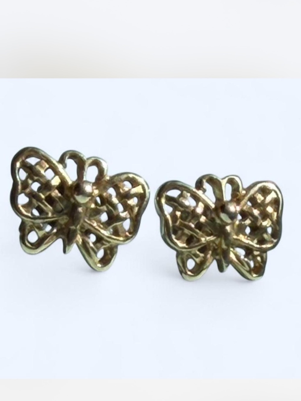 Vintage Gold Tone Butterfly Stud Earrings